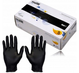 Rękawice NIYTRYL, bezpudrowe easyCARE - czarne - rękawiczki medyczne /kor/ - rozmiar: XS, S, M, L, XL