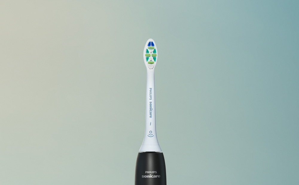 Grafika przedstawiająca górną część szczoteczki sonicznej Philips Sonicare.