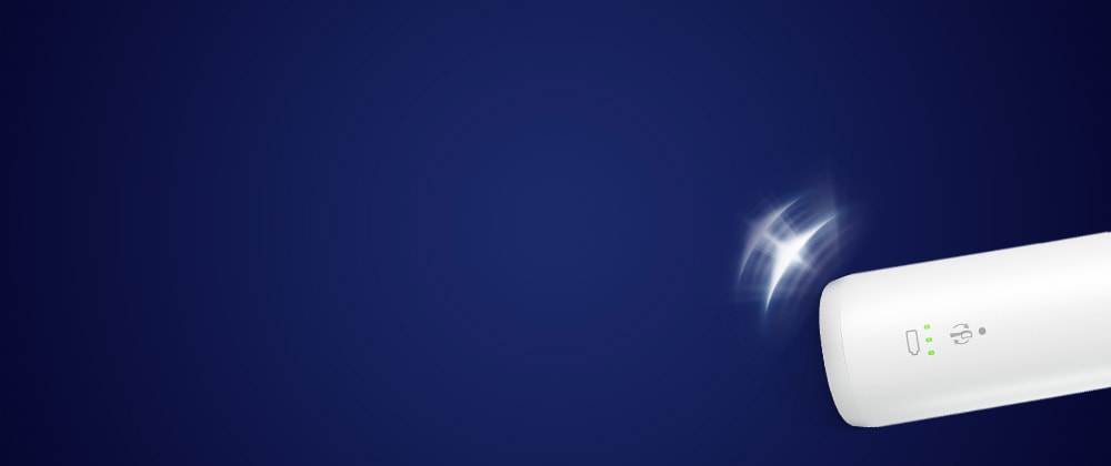 Zbliżenie na dolną część szczoteczki, na której znajduje się czujnik.