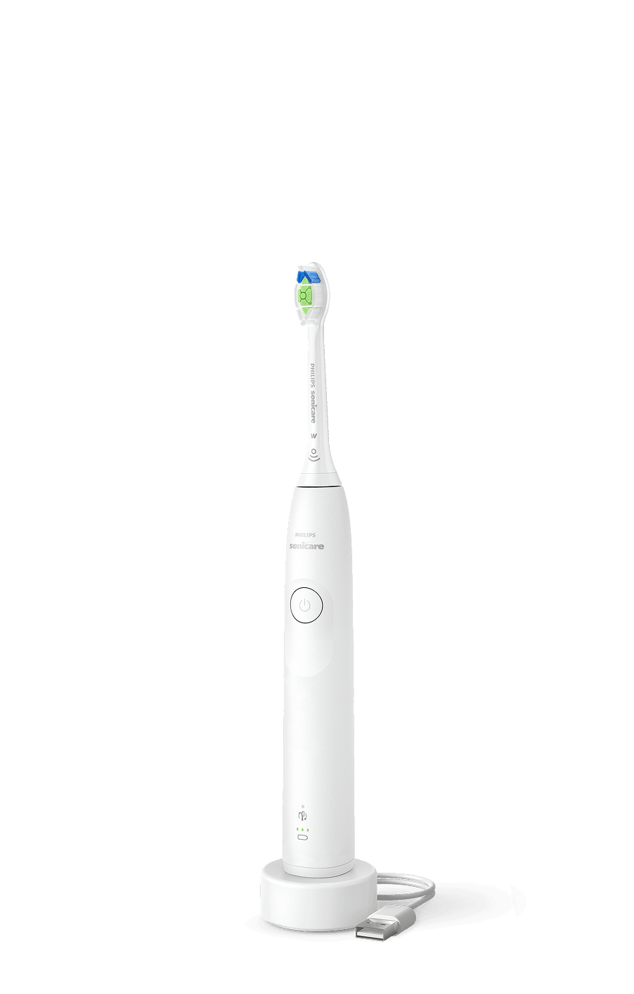 Szczoteczka umieszczona w ładowarce.