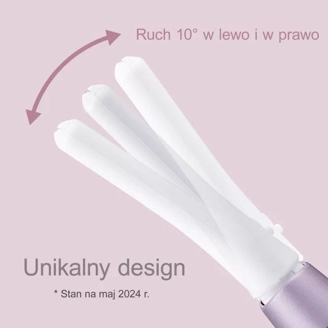 Grafika prezentująca ruchomą głowicę trymera, która wychyla się o 10 stopni, dopasowując się do skóry