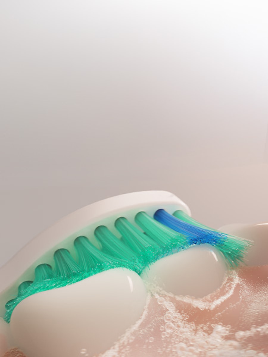 Zbliżenie na szczoteczkę myjącą zęby.