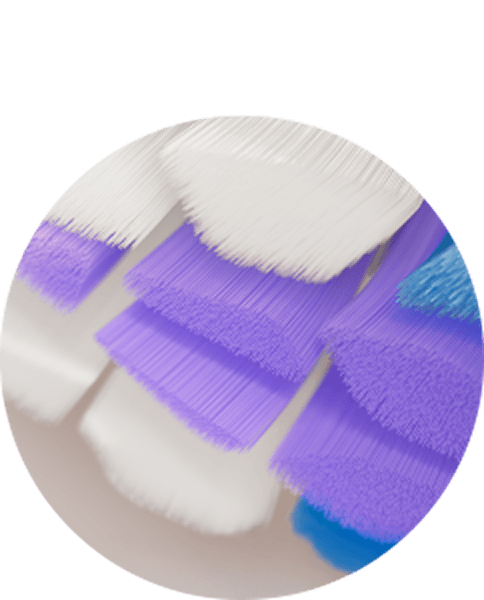 Zbliżenie na włókna szczoteczki.