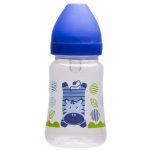 AKUKU Butelka 250ml - szerokootworowa, dekorowana, z silikonowym smoczkiem