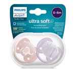 AVENT Smoczki do uspakajania Ultra Soft Girl z rysunkami 2szt. 0-6m SCF091/09