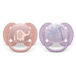 AVENT Smoczki do uspakajania Ultra Soft Girl z rysunkami 2szt. 0-6m SCF091/09