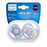 AVENT Smoczki do uspakajania Ultra Air Girl z rysunkami 2szt. 6-18m SCF085/61