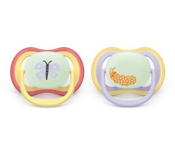 AVENT Smoczki do uspakajania 0-6m Ultra Air Girl 2szt. SCF376/25 - świecący w ciemności