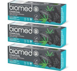 BIOMED pasta CHARCOAL 3x100g 3-PACK - POTRÓJNY SYSTEM WYBIELAJĄCY SZKLIWO