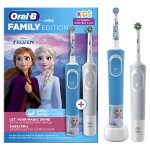 Braun Oral-B szczoteczka akumulatorowa ZESTAW Family Edition: Vitality D103 White CrossAction oraz dla dzieci D103 Kids FROZEN - Kraina Lodu /OUTLET/  - uszkodzone/wgniecione opakowanie zewnętrzne (pu