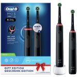 Braun Oral-B szczoteczka elektryczna PRO3 3900 BLACK Crossaction - zestaw dwóch szczoteczek Oral-b w kolorze czarnym /OUTLET/  - uszkodzone/wgniecione opakowanie zewnętrzne (pudełko)