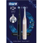 Braun Oral-B szczoteczka elektryczna iO2 zestaw DUO Night Black & Calm Pink - 3 końcówki w zestawie + etui - szczoteczka magnetyczna