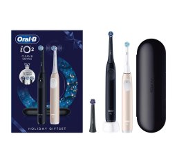 Braun Oral-B szczoteczka elektryczna iO2 zestaw DUO Night Black & Calm Pink - 3 końcówki w zestawie + etui - szczoteczka magnetyczna