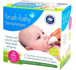 BRUSH-BABY - chusteczki z Xylitolem do czyszczenia dziąseł i zębów mlecznych 0-16mc-y 28szt.