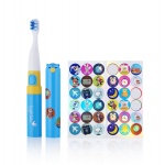 BRUSH-BABY - szczotka soniczna podróżna Go-KIDZ Electric Travel Toothbrush z naklejkami dla dzieci - kolor niebieski