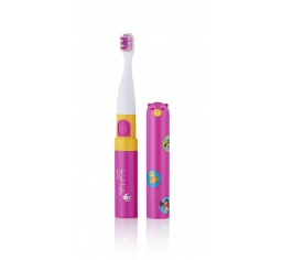 BRUSH-BABY - szczotka soniczna podróżna Go-KIDZ Electric Travel Toothbrush z naklejkami dla dzieci - kolor różowy