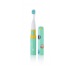 BRUSH-BABY - szczotka soniczna podróżna Go-KIDZ Electric Travel Toothbrush z naklejkami dla dzieci - kolor zielony