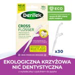 Dentek Eco Cross Flosser niciowykałaczki (flossery) – ekologiczne wykałaczki z podwójną krzyżową nicią dentystyczną, 30 szt.