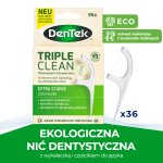 Dentek Eco Triple Clean niciowykałaczki (flossery) – ekologiczne wykałaczki stomatologiczne z nicią dentystyczną, 36 szt.