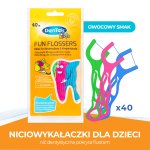 Dentek Kids Fun Flossers dla dzieci – dziecięce flossery z delikatną nicią dentystyczną o owocowym smaku, 40 szt.