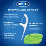 Dentek Niciowykałaczki On-The-Go w etui podróżnym, 12 szt. wykałaczek z nicią dentystyczną + 2 wielorazowe etui