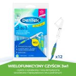 DenTek On-The-Go Niciowykałaczki (flossery) ze szczoteczką międzyzębową – czyścik stomatologiczny 3w1 – nić dentystyczna z wykałaczką i szczoteczką, 12 szt.