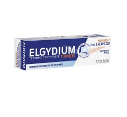 Elgydium TIMER Edukacyjna pasta do zębów dla dzieci od 3 lat - zmienia kolor, wskazując, że czas na płukanie