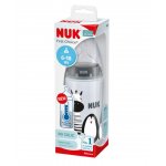 NUK Butelka FC+ z PP 300ml seria MONOCHROMATYCZNA ze wskaźnikiem temerpartury (6-18mc-a, smoczek SILIKON do mleka) szary pingwin 216275C