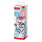 NUK Butelka FC+ z PP 300ml seria MONOCHROMATYCZNA ze wskaźnikiem temerpartury (6-18mc-a, smoczek SILIKON do mleka) różowe paski 216275E