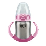 NUK FC Butelka z ustnikiem i uchwytem ze stali nierdzewnej 125ml (ustnik SILIKON niekapek) 255247 - 3 kolory