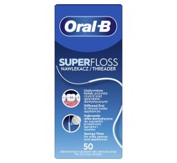 Oral-B nić do mostów SuperFloss Mint 50 odcinków x 60cm - do czyszczenia aparatów ortodontycznych, mostów