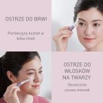 Panasonic Trymer na baterie do brwi i twarzy ES-WF71-V503 - fioletowy (zaokrąglone ostrza ze stali nierdzewnej, elastyczna ruchoma głowica, nasadka ochronna)