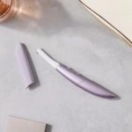 Panasonic Trymer na baterie do brwi i twarzy ES-WF71-V503 - fioletowy (zaokrąglone ostrza ze stali nierdzewnej, elastyczna ruchoma głowica, nasadka ochronna)