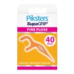 Piksters niciowykałaczki SupaGRIP Fine Floss 40szt. – cienkie i wytrzymałe niciowykałaczki do czyszczenia przestrzeni międzyzębowych