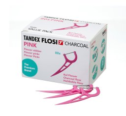 Tandex Flosi Flosser z nitką węglową Pink - różowy (nicowykałaczki) 80szt. 