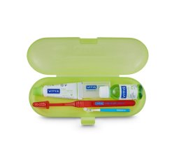 VITIS Orthodontic zestaw podróżny pasta 15ml + płyn 30 ml + wosk + szczoteczka międzyzębowa Interprox + szczoteczka Orthodontic lub VITIS Orthodontic Access)